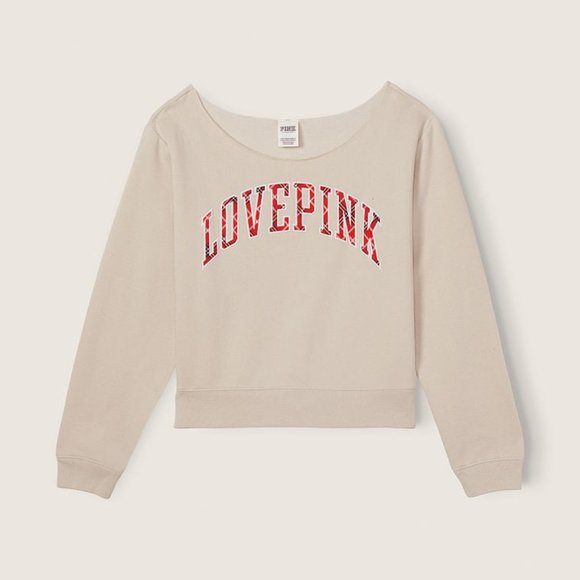 VICTORIA'S SECRET PINK FLEECE CROPPED SWEATSHIRT- NWT - Picture 2 of 4